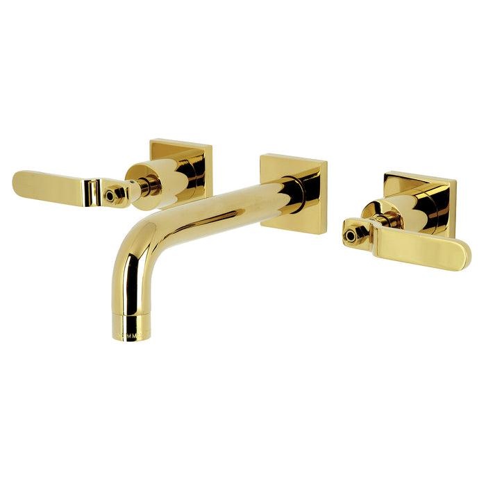 Whitaker KS6122KL Double-Handle 3-Hole Wall Mount Bathroom Faucet, Polished Brass