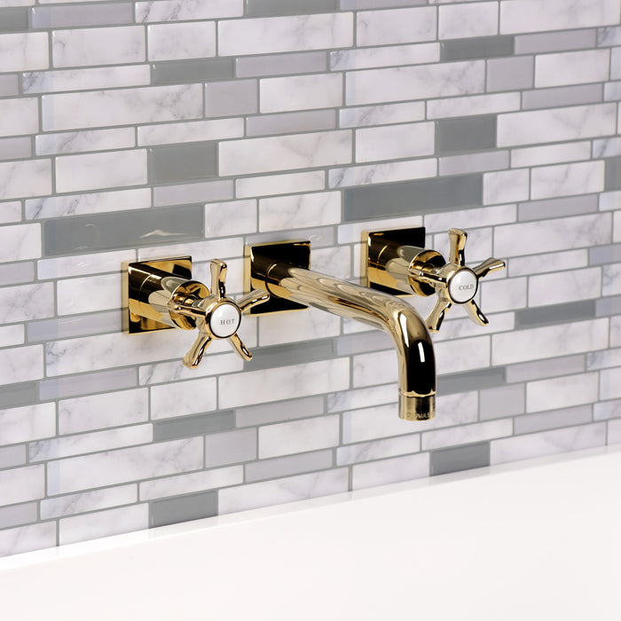 Kingston Sona KS6122NX - Hamilton Double-Handle 3-Hole Wall Mount Bathroom Faucet, Polished Brass