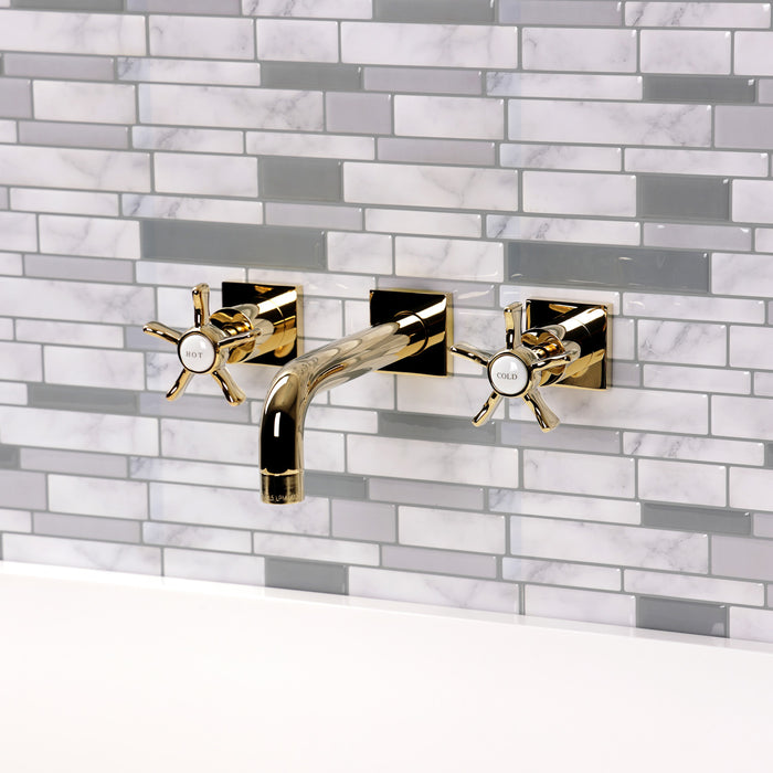 Kingston Sona KS6122NX - Hamilton Double-Handle 3-Hole Wall Mount Bathroom Faucet, Polished Brass