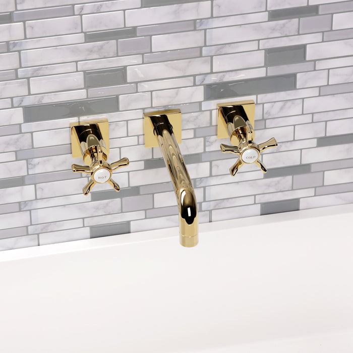 Kingston Sona KS6122NX - Hamilton Double-Handle 3-Hole Wall Mount Bathroom Faucet, Polished Brass