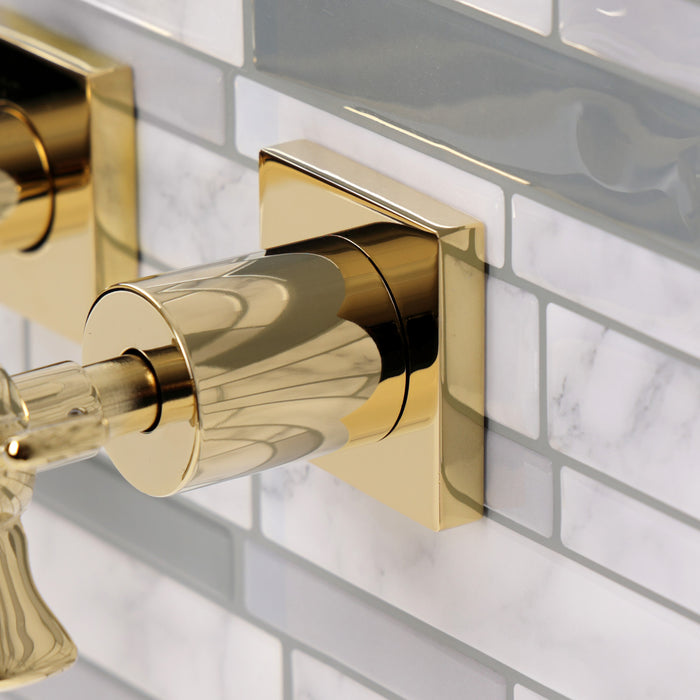 Kingston Sona KS6122NX - Hamilton Double-Handle 3-Hole Wall Mount Bathroom Faucet, Polished Brass