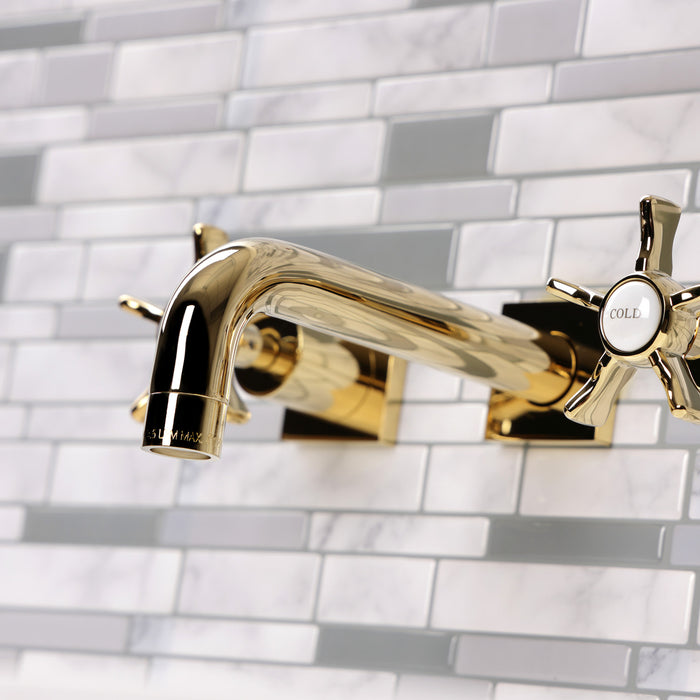 Kingston Sona KS6122NX - Hamilton Double-Handle 3-Hole Wall Mount Bathroom Faucet, Polished Brass