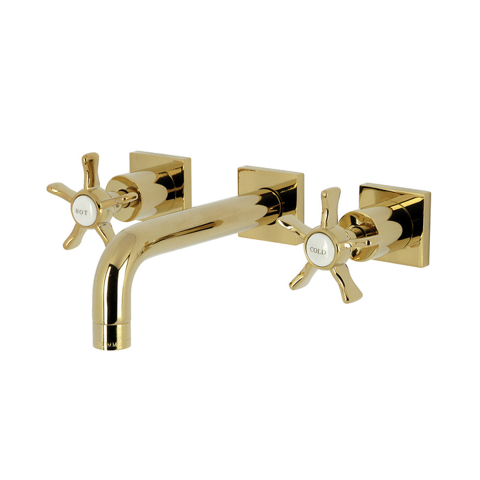 Kingston Sona KS6122NX - Hamilton Double-Handle 3-Hole Wall Mount Bathroom Faucet, Polished Brass