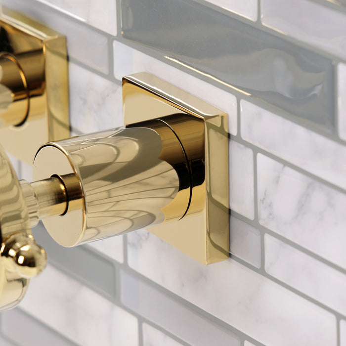 Kingston Sona KS6122RX - Belknap Double-Handle 3-Hole Wall Mount Bathroom Faucet, Polished Brass