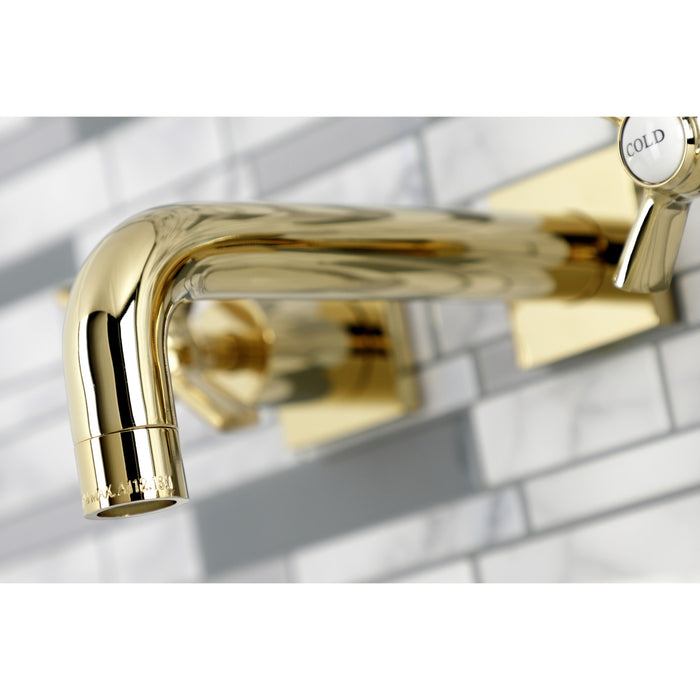 Kingston Sona KS6122ZX - Millennium Double-Handle 3-Hole Wall Mount Bathroom Faucet, Polished Brass