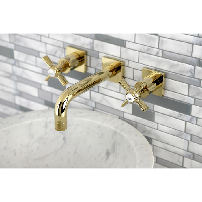 Kingston Sona KS6122ZX - Millennium Double-Handle 3-Hole Wall Mount Bathroom Faucet, Polished Brass