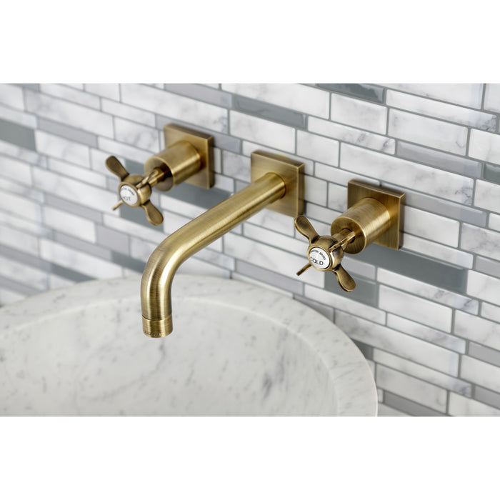 Kingston Tulare KS6123BEX - Essex Double-Handle 3-Hole Wall Mount Bathroom Faucet, Antique Brass