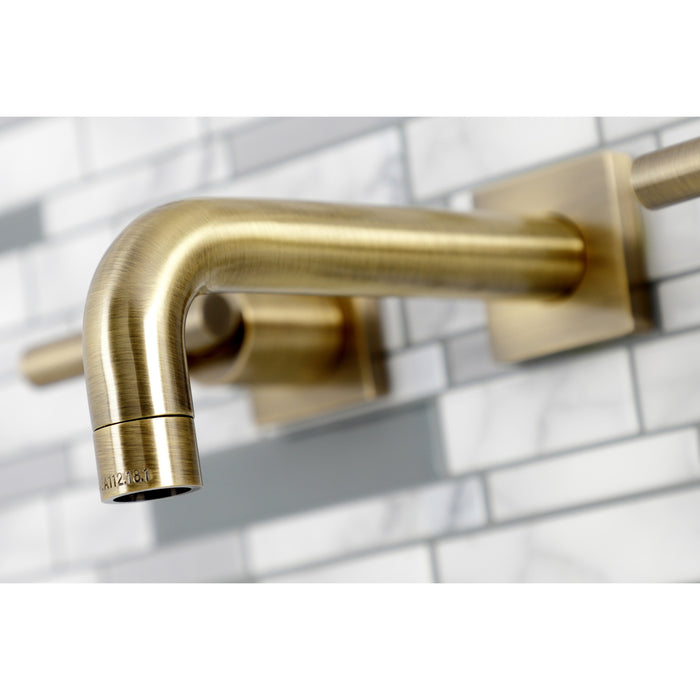 Kingston Sona KS6123CML - Manhattan Double-Handle 3-Hole Wall Mount Bathroom Faucet, Antique Brass
