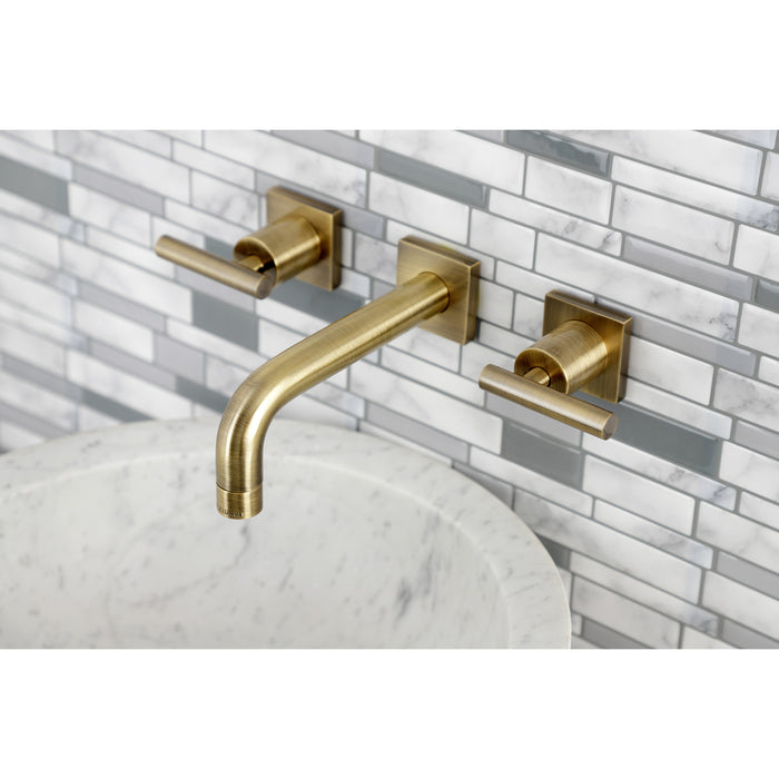 Kingston Sona KS6123CML - Manhattan Double-Handle 3-Hole Wall Mount Bathroom Faucet, Antique Brass