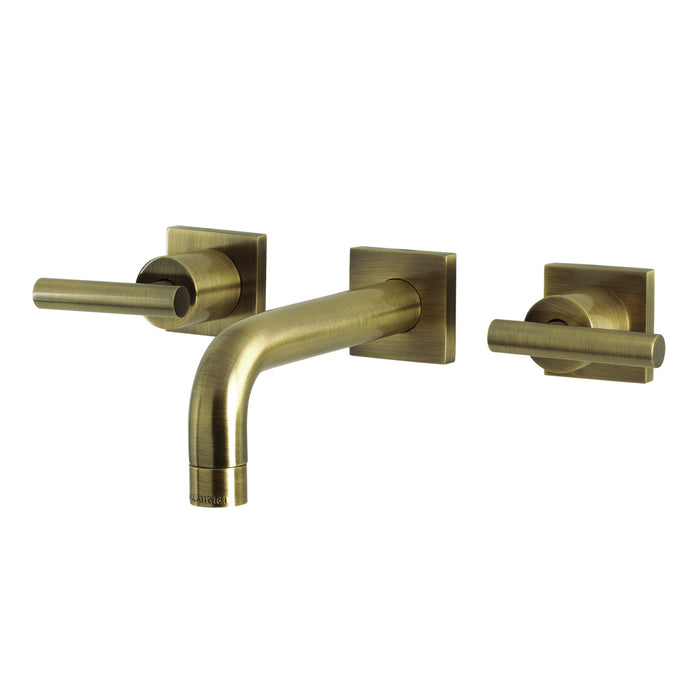 Kingston Sona KS6123CML - Manhattan Double-Handle 3-Hole Wall Mount Bathroom Faucet, Antique Brass