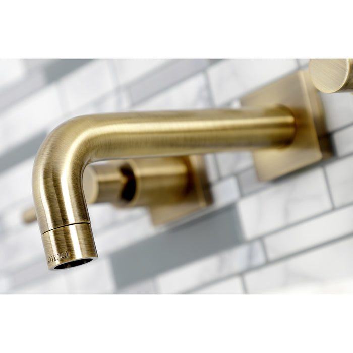 Kingston Sona KS6123DL - Concord Double-Handle 3-Hole Wall Mount Bathroom Faucet, Antique Brass