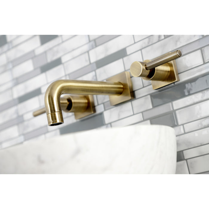 Kingston Sona KS6123DL - Concord Double-Handle 3-Hole Wall Mount Bathroom Faucet, Antique Brass