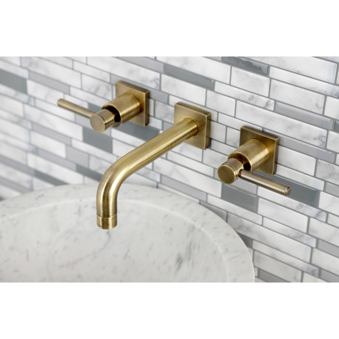 Kingston Sona KS6123DL - Concord Double-Handle 3-Hole Wall Mount Bathroom Faucet, Antique Brass
