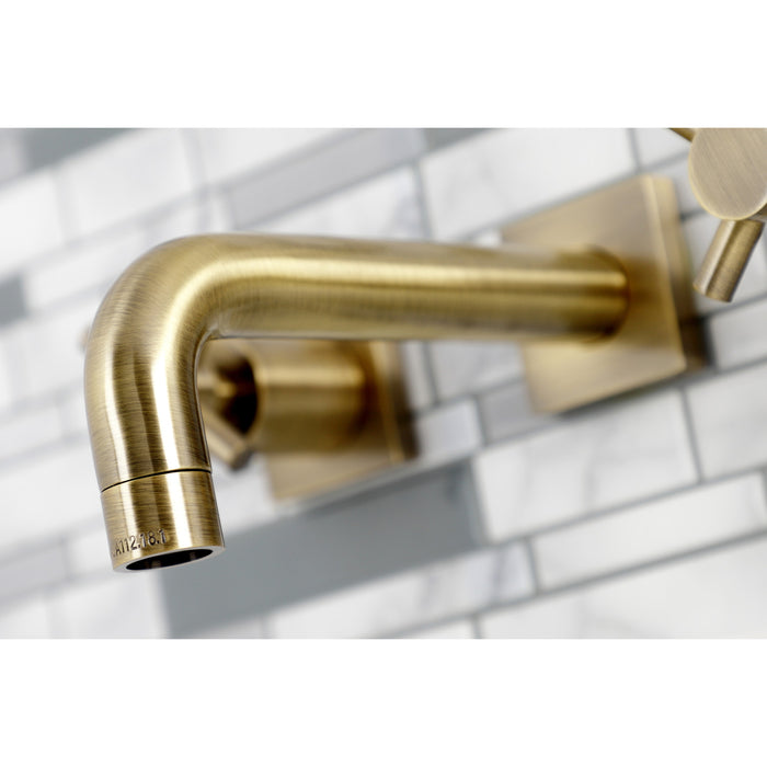 Kingston Sona KS6123DX - Concord Double-Handle 3-Hole Wall Mount Bathroom Faucet, Antique Brass