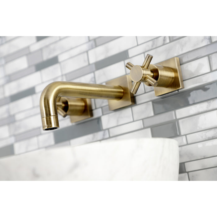 Kingston Sona KS6123DX - Concord Double-Handle 3-Hole Wall Mount Bathroom Faucet, Antique Brass