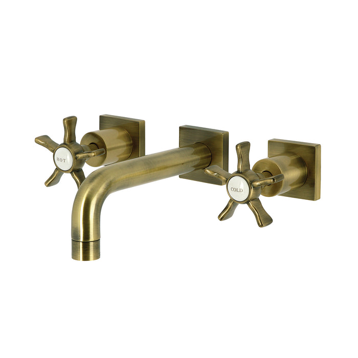 Kingston Sona KS6123NX - Hamilton Double-Handle 3-Hole Wall Mount Bathroom Faucet, Antique Brass