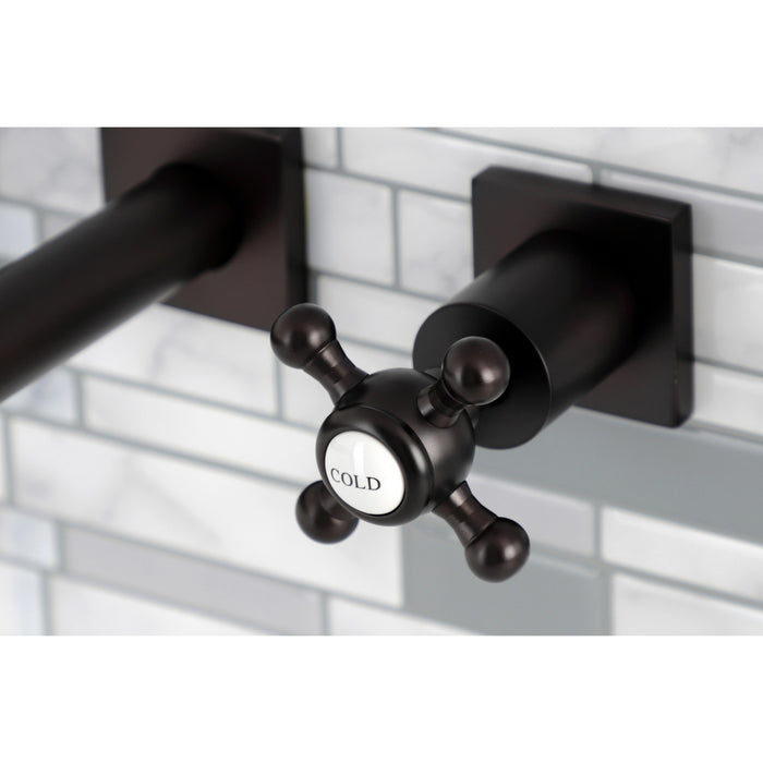 Kingston Tulare KS6125BX - Metropolitan Double-Handle 3-Hole Wall Mount Bathroom Faucet, Oil Rubbed Bronze