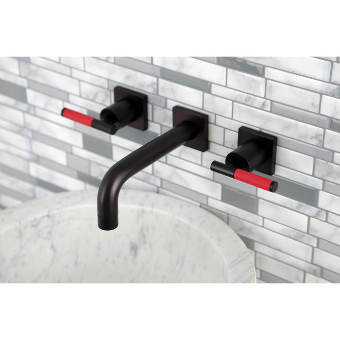 Kingston Sona KS6125CKL - Kaiser Double-Handle 3-Hole Wall Mount Bathroom Faucet, Oil Rubbed Bronze