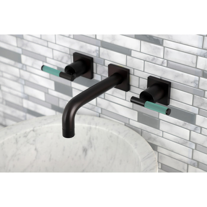 Kingston Sona KS6125CKL - Kaiser Double-Handle 3-Hole Wall Mount Bathroom Faucet, Oil Rubbed Bronze