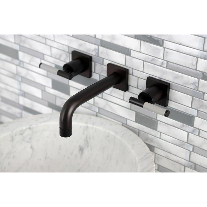 Kingston Sona KS6125CKL - Kaiser Double-Handle 3-Hole Wall Mount Bathroom Faucet, Oil Rubbed Bronze