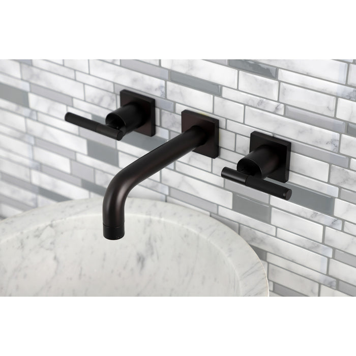 Kingston Sona KS6125CKL - Kaiser Double-Handle 3-Hole Wall Mount Bathroom Faucet, Oil Rubbed Bronze