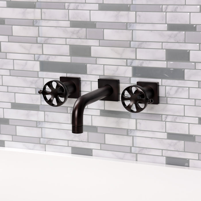 Kingston Sona KS6125RX - Belknap Double-Handle 3-Hole Wall Mount Bathroom Faucet, Oil Rubbed Bronze