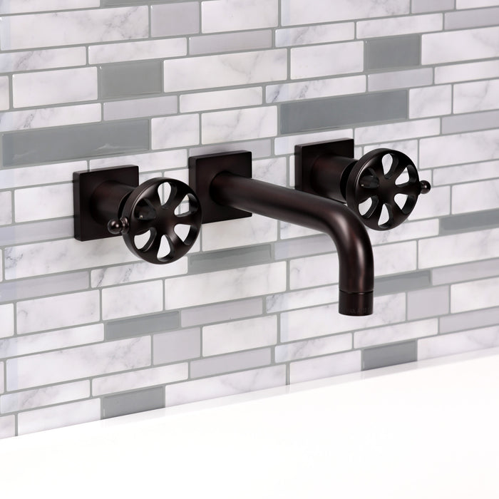 Kingston Sona KS6125RX - Belknap Double-Handle 3-Hole Wall Mount Bathroom Faucet, Oil Rubbed Bronze