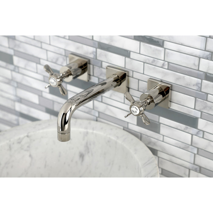 Kingston Tulare KS6126BEX - Essex Double-Handle 3-Hole Wall Mount Bathroom Faucet, Polished Nickel