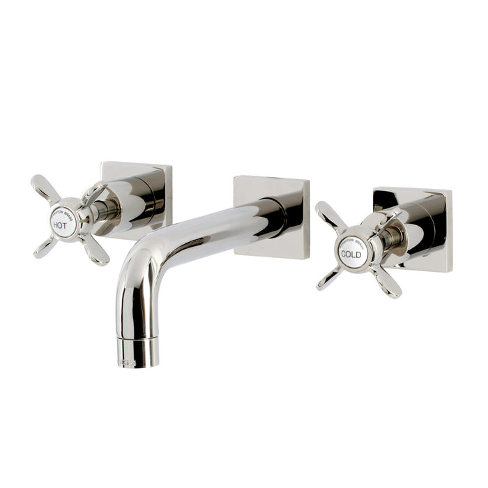 Kingston Tulare KS6126BEX - Essex Double-Handle 3-Hole Wall Mount Bathroom Faucet, Polished Nickel