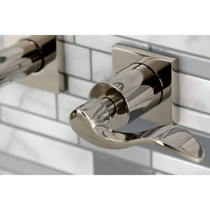 Kingston Tulare KS6126DFL - NuWave Double-Handle 3-Hole Wall Mount Bathroom Faucet, Polished Nickel