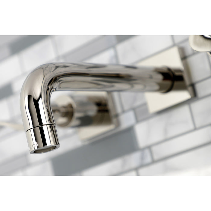 Kingston Tulare KS6126DFL - NuWave Double-Handle 3-Hole Wall Mount Bathroom Faucet, Polished Nickel