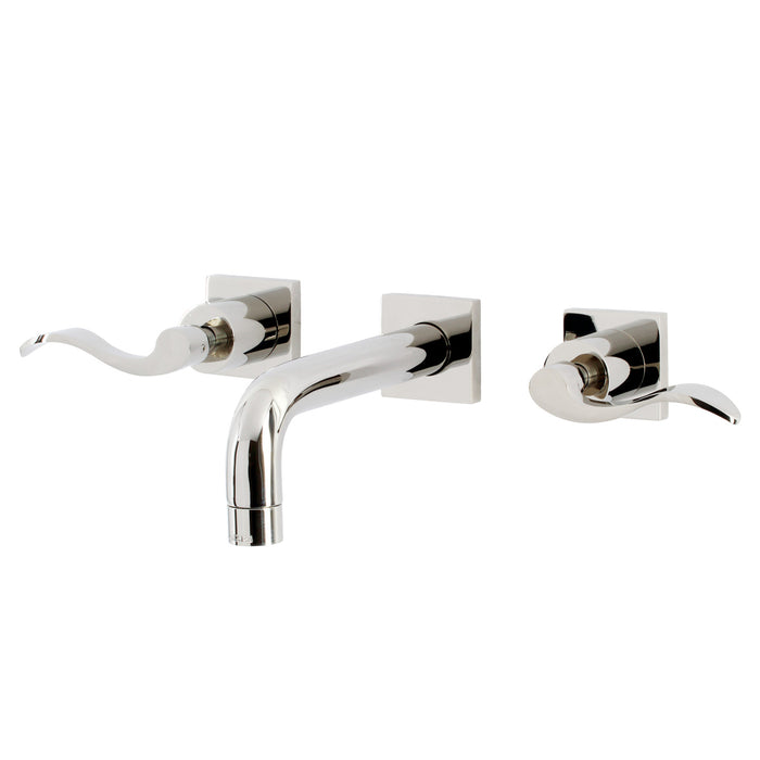 Kingston Tulare KS6126DFL - NuWave Double-Handle 3-Hole Wall Mount Bathroom Faucet, Polished Nickel