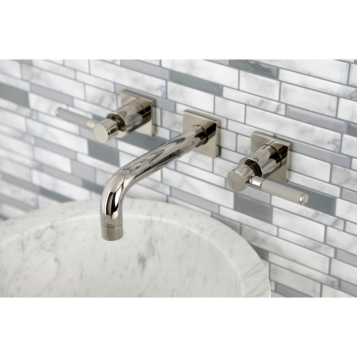 Kingston Sona KS6126DKL - Kaiser Double-Handle 3-Hole Wall Mount Bathroom Faucet, Polished Nickel