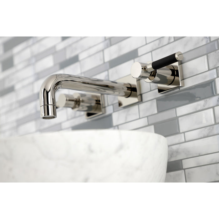 Kingston Sona KS6126DKL - Kaiser Double-Handle 3-Hole Wall Mount Bathroom Faucet, Polished Nickel