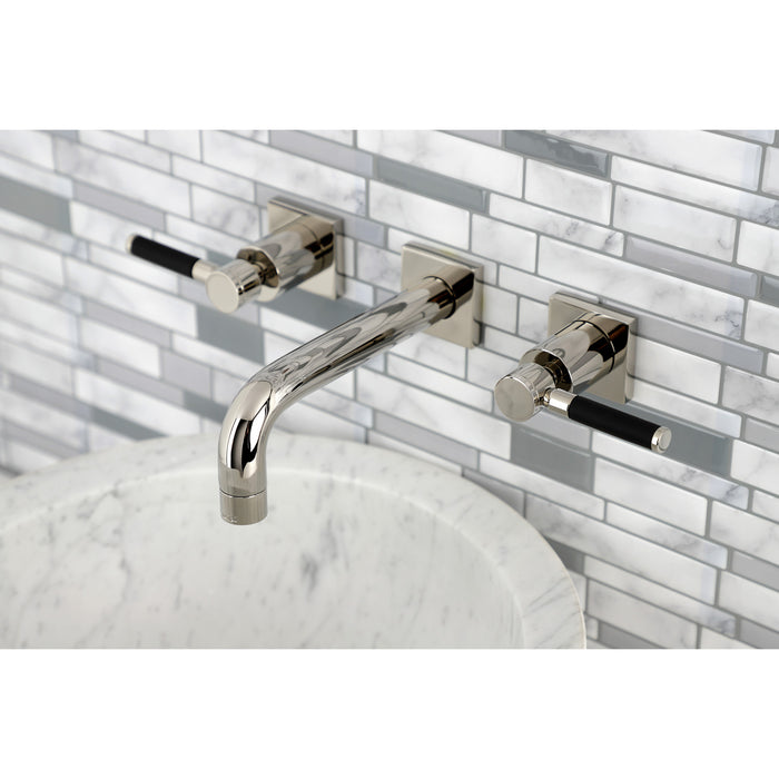 Kingston Sona KS6126DKL - Kaiser Double-Handle 3-Hole Wall Mount Bathroom Faucet, Polished Nickel