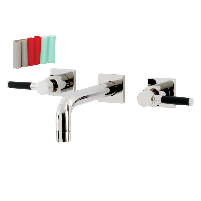 Kingston Sona KS6126DKL - Kaiser Double-Handle 3-Hole Wall Mount Bathroom Faucet, Polished Nickel