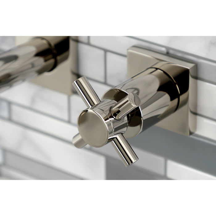 Kingston Sona KS6126DX - Concord Double-Handle 3-Hole Wall Mount Bathroom Faucet, Polished Nickel