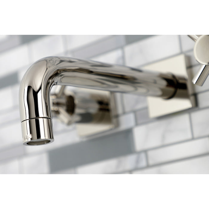 Kingston Sona KS6126DX - Concord Double-Handle 3-Hole Wall Mount Bathroom Faucet, Polished Nickel