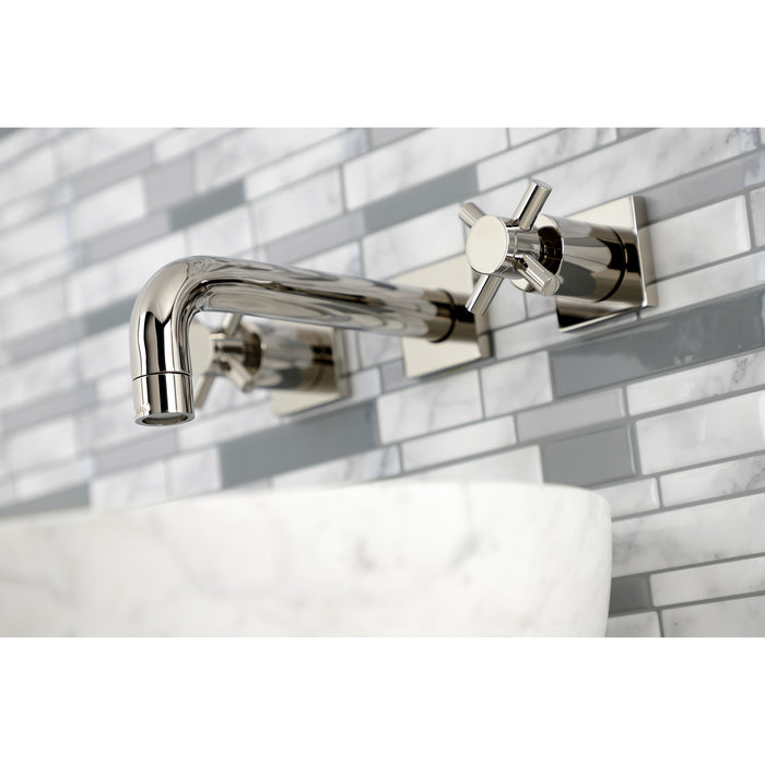 Kingston Sona KS6126DX - Concord Double-Handle 3-Hole Wall Mount Bathroom Faucet, Polished Nickel