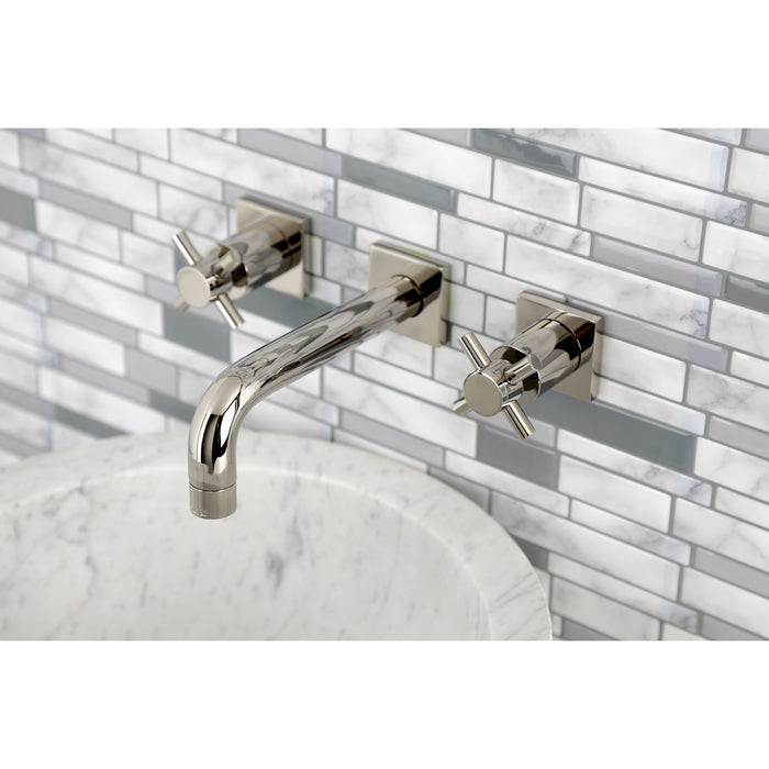 Kingston Sona KS6126DX - Concord Double-Handle 3-Hole Wall Mount Bathroom Faucet, Polished Nickel