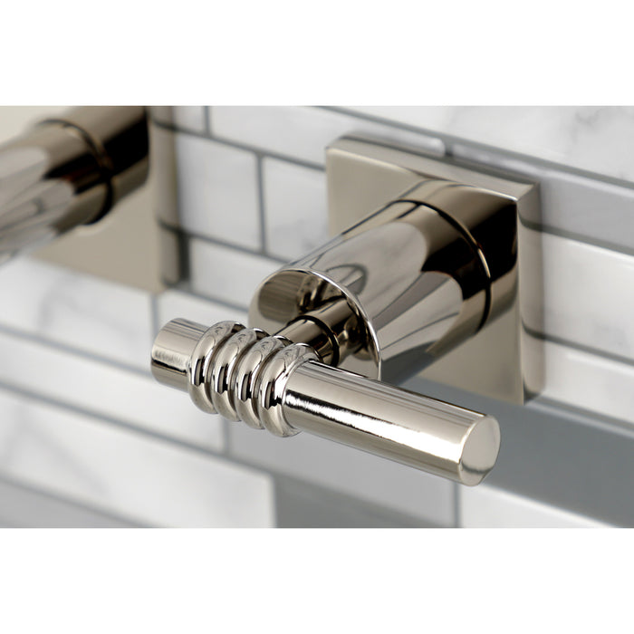 Kingston Sona KS6126ML - Milano Double-Handle 3-Hole Wall Mount Bathroom Faucet, Polished Nickel