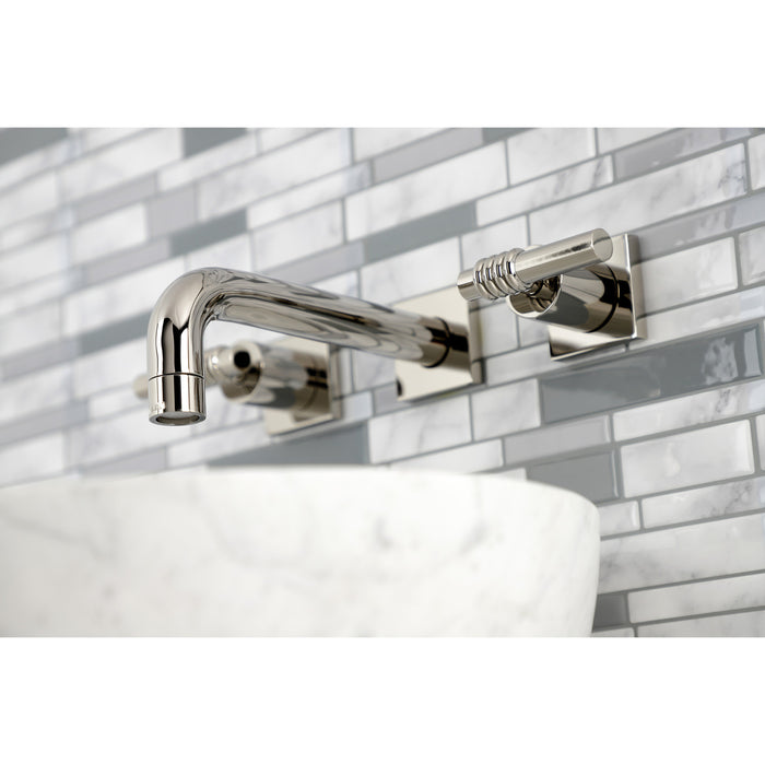 Kingston Sona KS6126ML - Milano Double-Handle 3-Hole Wall Mount Bathroom Faucet, Polished Nickel