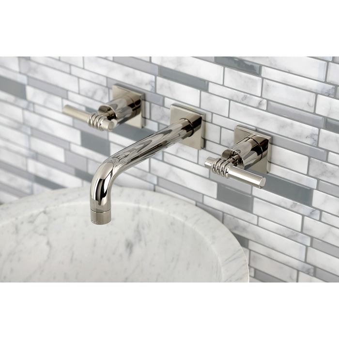 Kingston Sona KS6126ML - Milano Double-Handle 3-Hole Wall Mount Bathroom Faucet, Polished Nickel