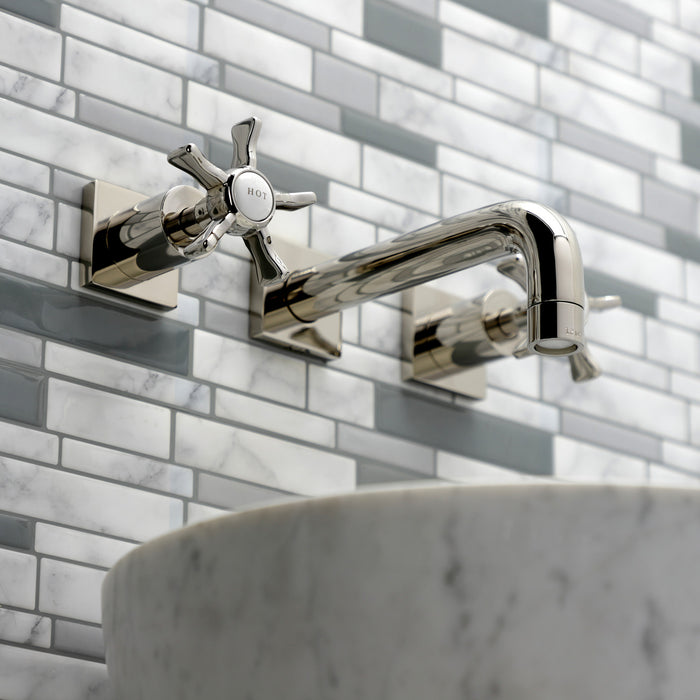 Kingston Sona KS6126NX - Hamilton Double-Handle 3-Hole Wall Mount Bathroom Faucet, Polished Nickel