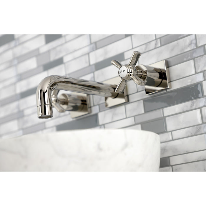 Kingston Sona KS6126ZX - Millennium Double-Handle 3-Hole Wall Mount Bathroom Faucet, Polished Nickel