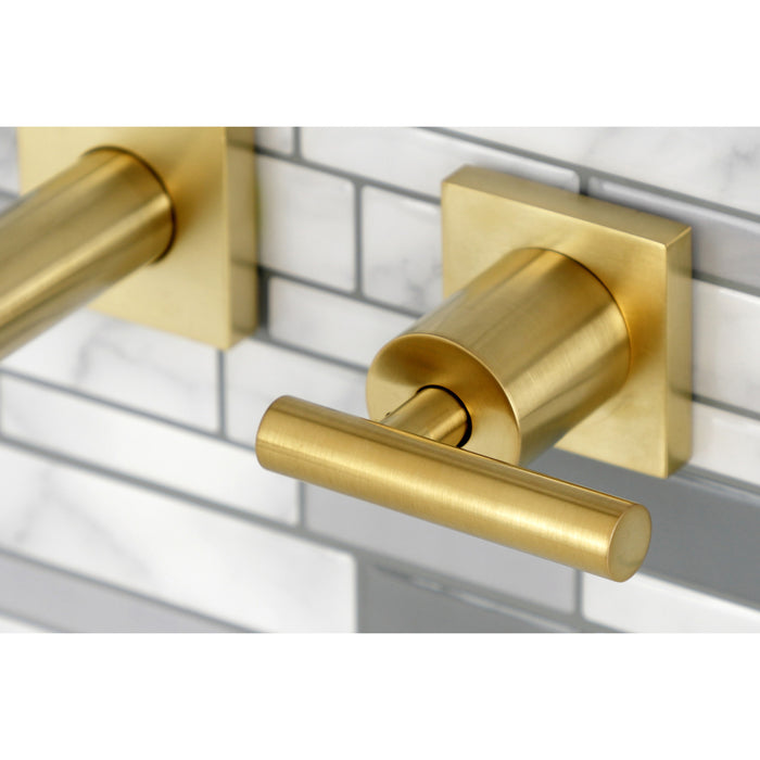 Kingston Sona KS6127CML - Manhattan Double-Handle 3-Hole Wall Mount Bathroom Faucet, Brushed Brass