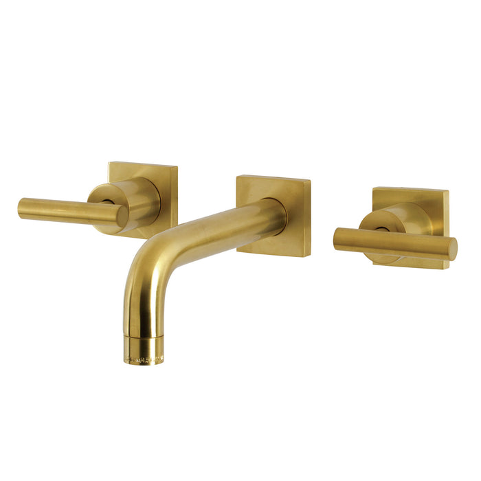 Kingston Sona KS6127CML - Manhattan Double-Handle 3-Hole Wall Mount Bathroom Faucet, Brushed Brass
