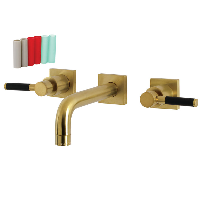 Kingston Sona KS6127DKL - Kaiser Double-Handle 3-Hole Wall Mount Bathroom Faucet, Brushed Brass