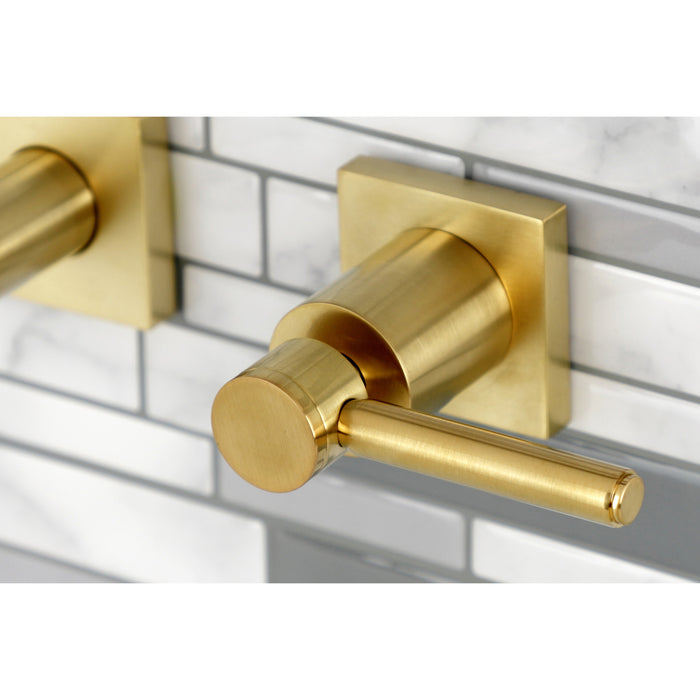 Kingston Sona KS6127DL - Concord Double-Handle 3-Hole Wall Mount Bathroom Faucet, Brushed Brass