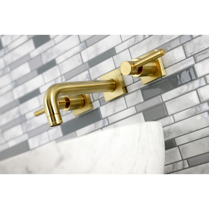 Kingston Sona KS6127DL - Concord Double-Handle 3-Hole Wall Mount Bathroom Faucet, Brushed Brass